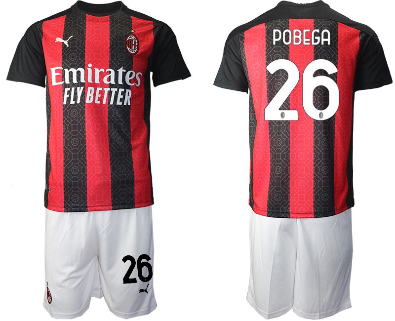 Men 2020-2021 club AC milan home #26 red Soccer Jerseys